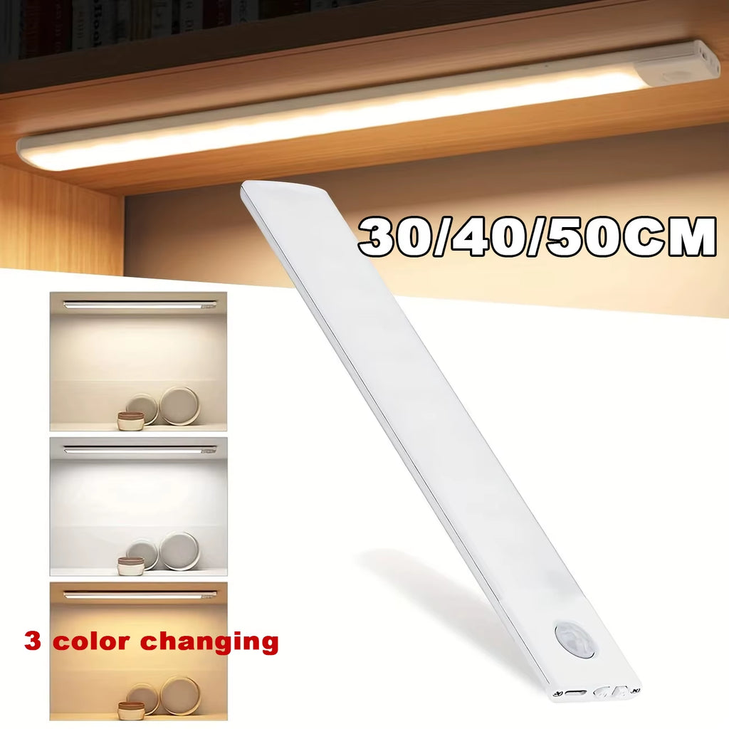 30/40/50CM LED Bar Light USB Type C Rechargeable Ultra Thin Motion Sensor Night Lamp for Kitchen Closet Cabinet Bedroom Lighting
