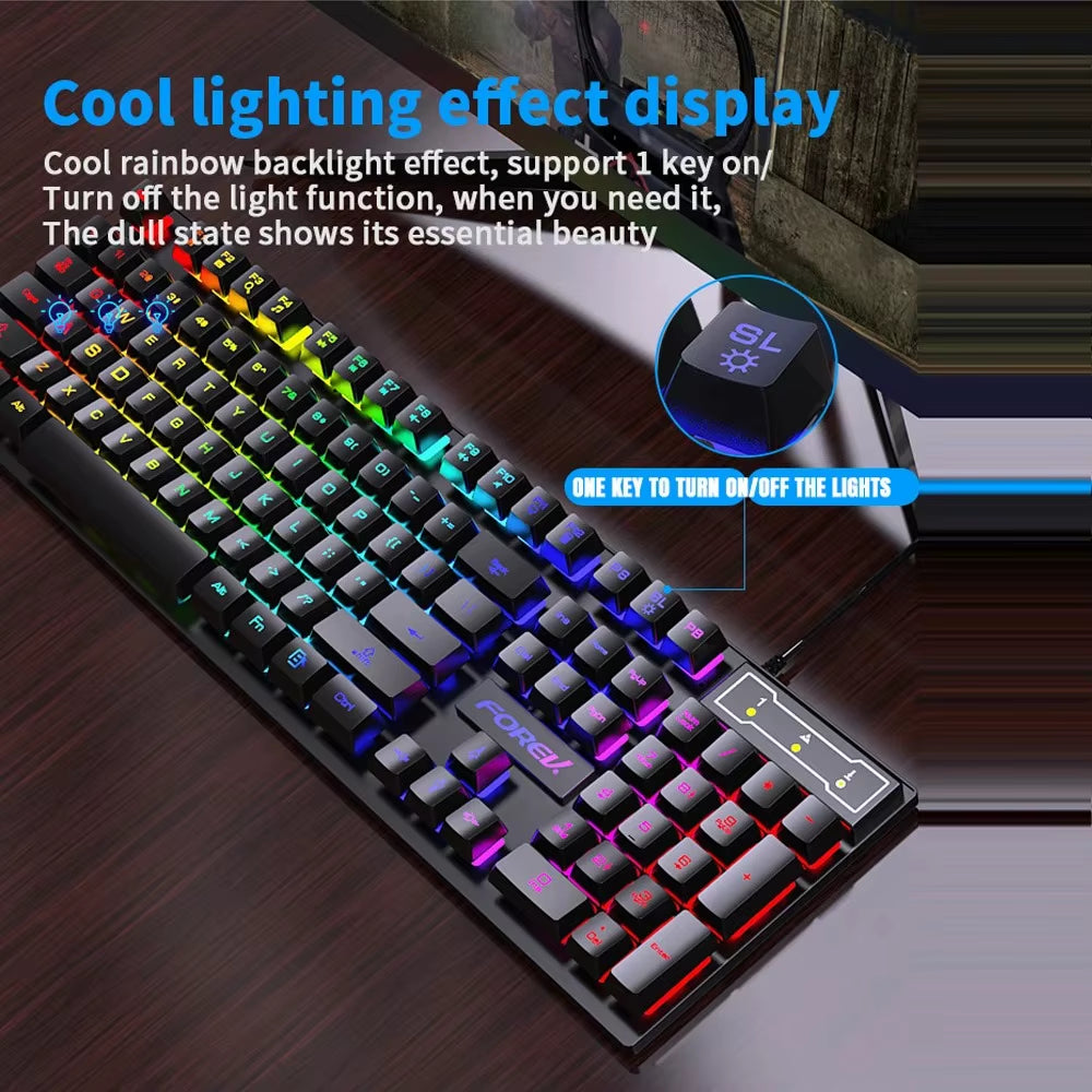 USB Wired Keyboard RGB Color Gaming Keyboard Mechanical Feel Keyboard 104 Keys Standard Keyboard for Windows Laptop Computer