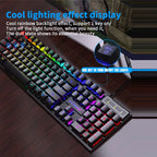USB Wired Keyboard RGB Color Gaming Keyboard Mechanical Feel Keyboard 104 Keys Standard Keyboard for Windows Laptop Computer
