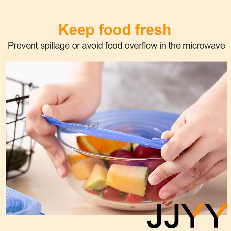Silicone Stretch Lids Reusable Universal round Square Silicone Food Wrap Bowl Pot Lid Silicone Cover Pan Cooking Kitchen Stuff