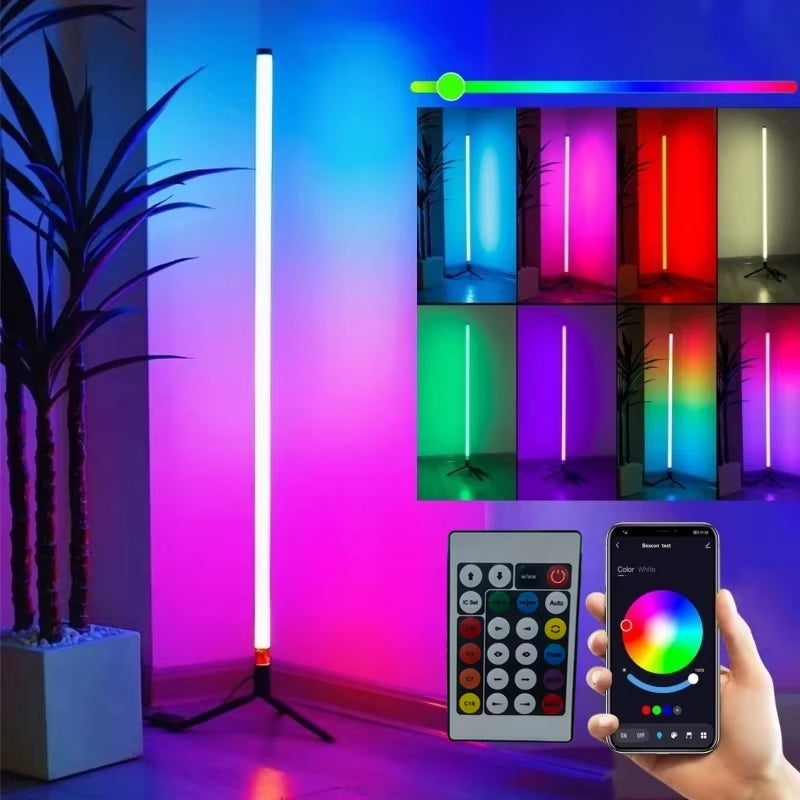 App Controlled RGB Corner Floor Lamp Musical Dimmable for Party Wedding Holiday Events Decoration