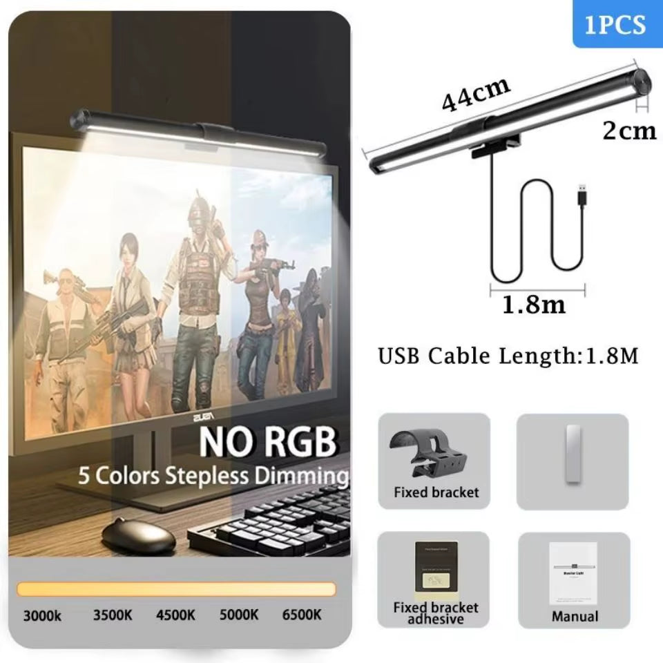 Computer Monitor Light Bar RGB Rhythm Screen Hanging Lights Stepless Dimming Desk Lamp for Study Reading Gaming Table Lighting