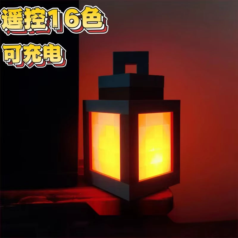 Luminous Lantern Nightlight Rechargeable Game Pixel Light Surrounding Children'S Bedroom Atmosphere Light Home Decor Ornament
