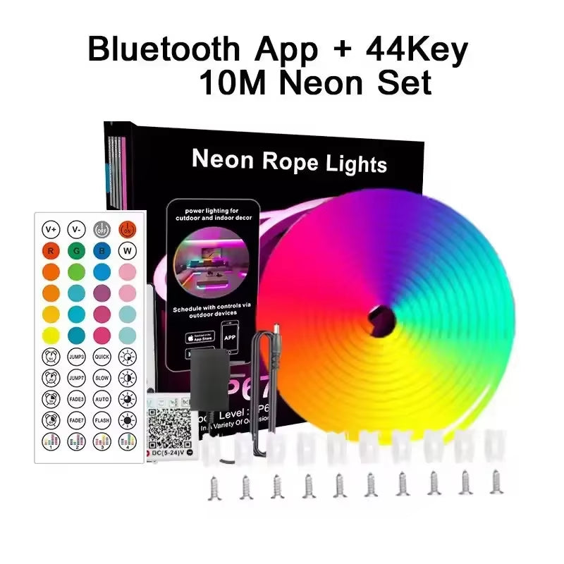 Smart Rgb Neon Led Strip Waterproof 24V Flex Neon Rope Light Plug 5 10M 15M 20M 30M Music Sync App Control Party Room Decor Tape