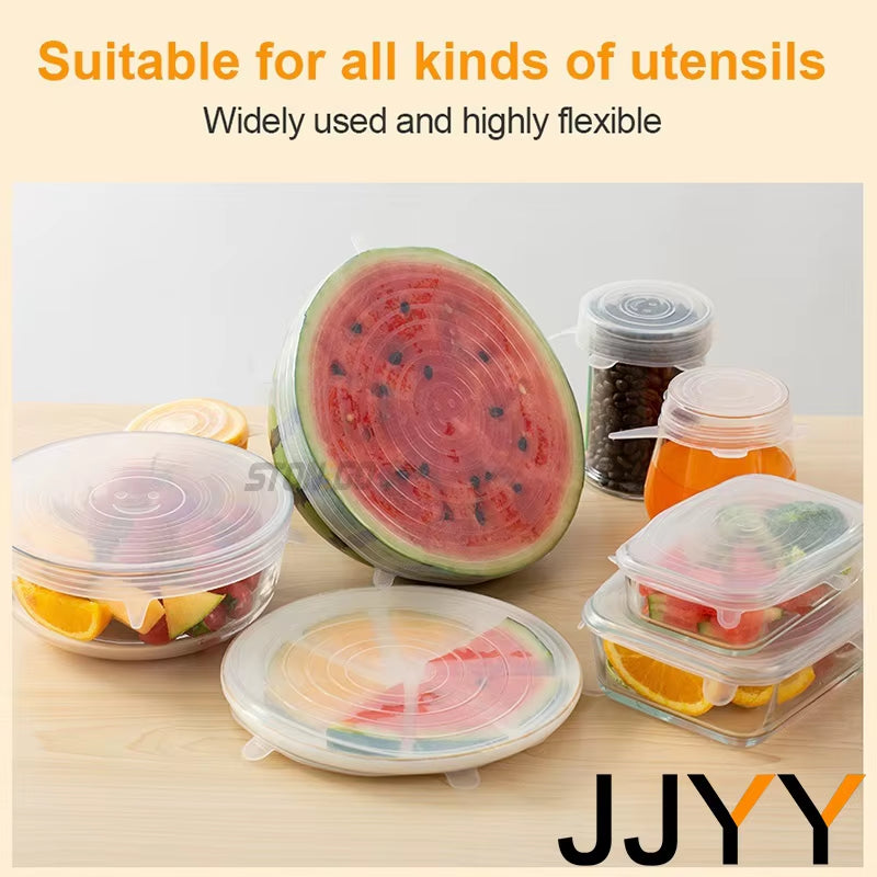 Silicone Stretch Lids Reusable Universal round Square Silicone Food Wrap Bowl Pot Lid Silicone Cover Pan Cooking Kitchen Stuff