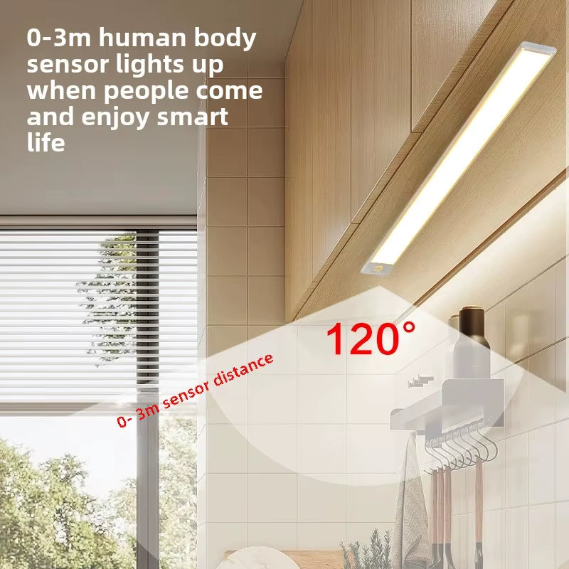 30/40/50CM LED Bar Light USB Type C Rechargeable Ultra Thin Motion Sensor Night Lamp for Kitchen Closet Cabinet Bedroom Lighting