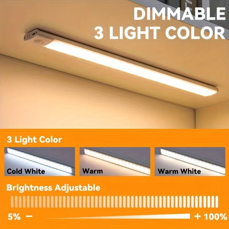 30/40/50CM LED Bar Light USB Type C Rechargeable Ultra Thin Motion Sensor Night Lamp for Kitchen Closet Cabinet Bedroom Lighting
