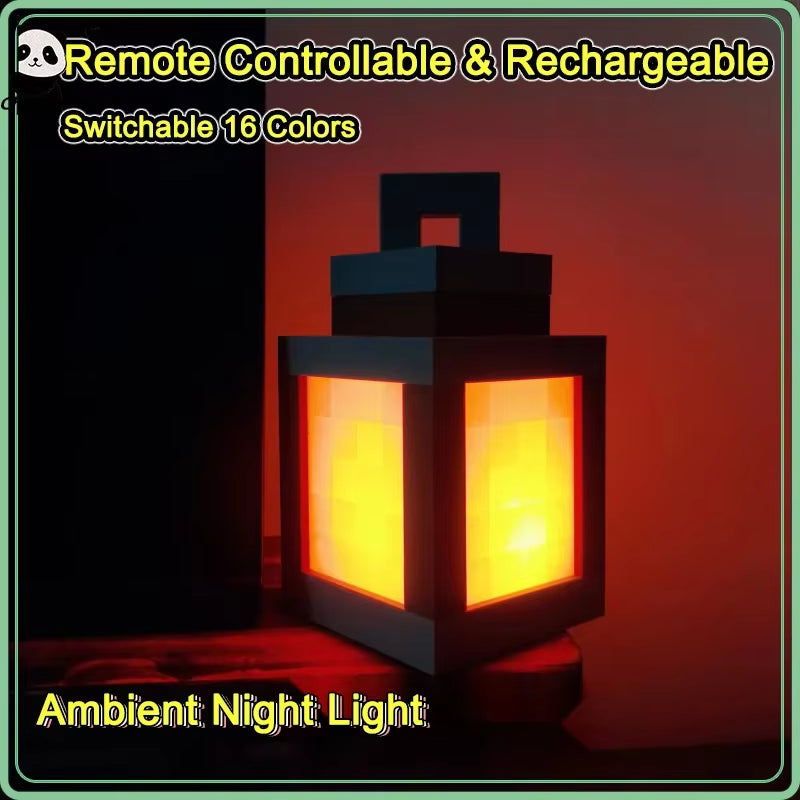 Luminous Lantern Nightlight Rechargeable Game Pixel Light Surrounding Children'S Bedroom Atmosphere Light Home Decor Ornament