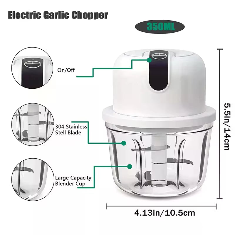 Electric Mini Garlic Chopper,Food Processor,Portable Cordless Garlic Mincer Masher,Meat Grinder