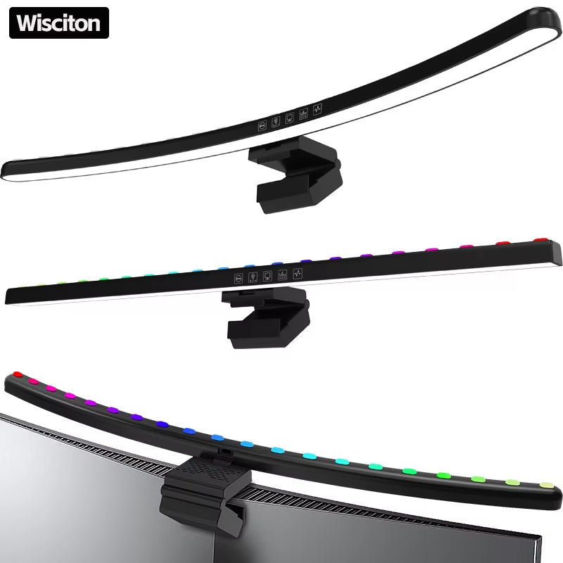 60Cm RGB Led Computer Monitor Light Bar Music Rhythm Screen Hanging Light Dimming Atmosphere Night Lamp for Game/Study/Work