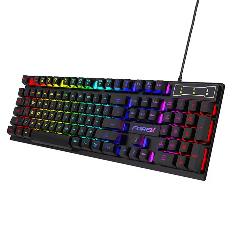 USB Wired Keyboard RGB Color Gaming Keyboard Mechanical Feel Keyboard 104 Keys Standard Keyboard for Windows Laptop Computer