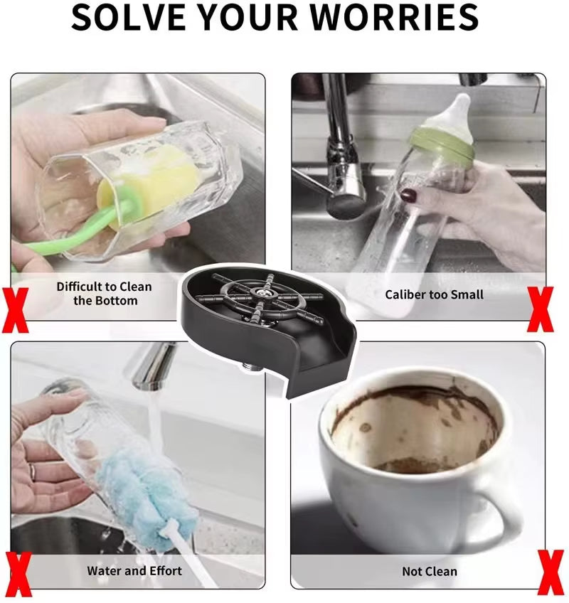 High Pressure Faucet Glass Rinser Automatic Glass Cup Washer Bar Kitchen Beer Milk Tea Cup Cleaner Sink Accessories