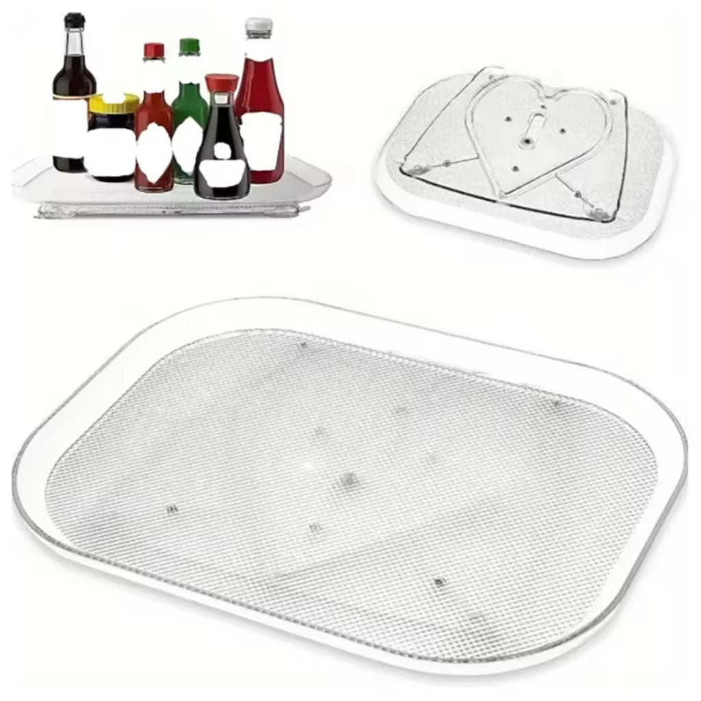 1 Piece Storage Tray, 360-Degree Refrigerator Storage Rotating Tray, Used for Kitchen Spice Jars and Sundry Storage Turntable