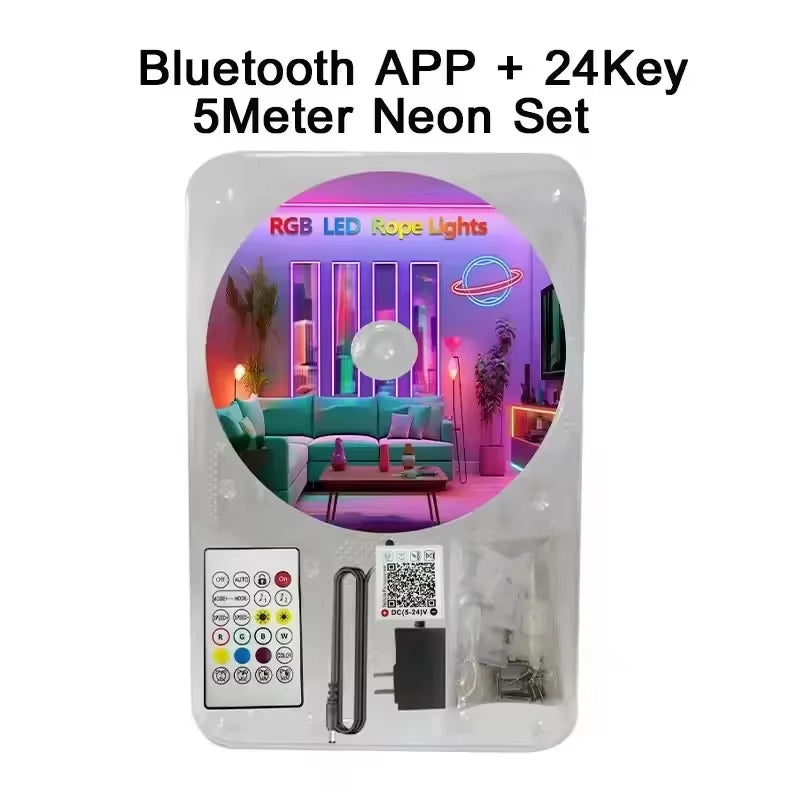 Smart Rgb Neon Led Strip Waterproof 24V Flex Neon Rope Light Plug 5 10M 15M 20M 30M Music Sync App Control Party Room Decor Tape