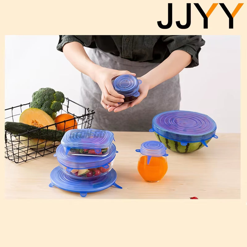 Silicone Stretch Lids Reusable Universal round Square Silicone Food Wrap Bowl Pot Lid Silicone Cover Pan Cooking Kitchen Stuff
