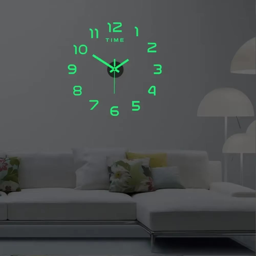 Digital Clock Wall Led Home. Mural 3D Decor DIY Decoration for Bedroom Glow Living Room Family Silent Clocks Garden