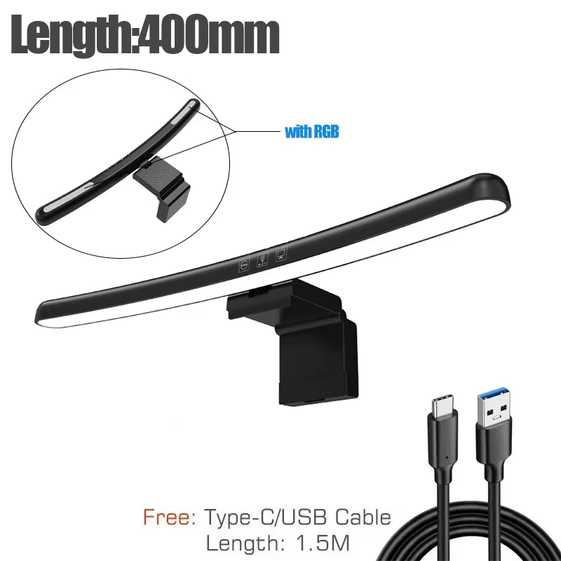 60Cm RGB Led Computer Monitor Light Bar Music Rhythm Screen Hanging Light Dimming Atmosphere Night Lamp for Game/Study/Work