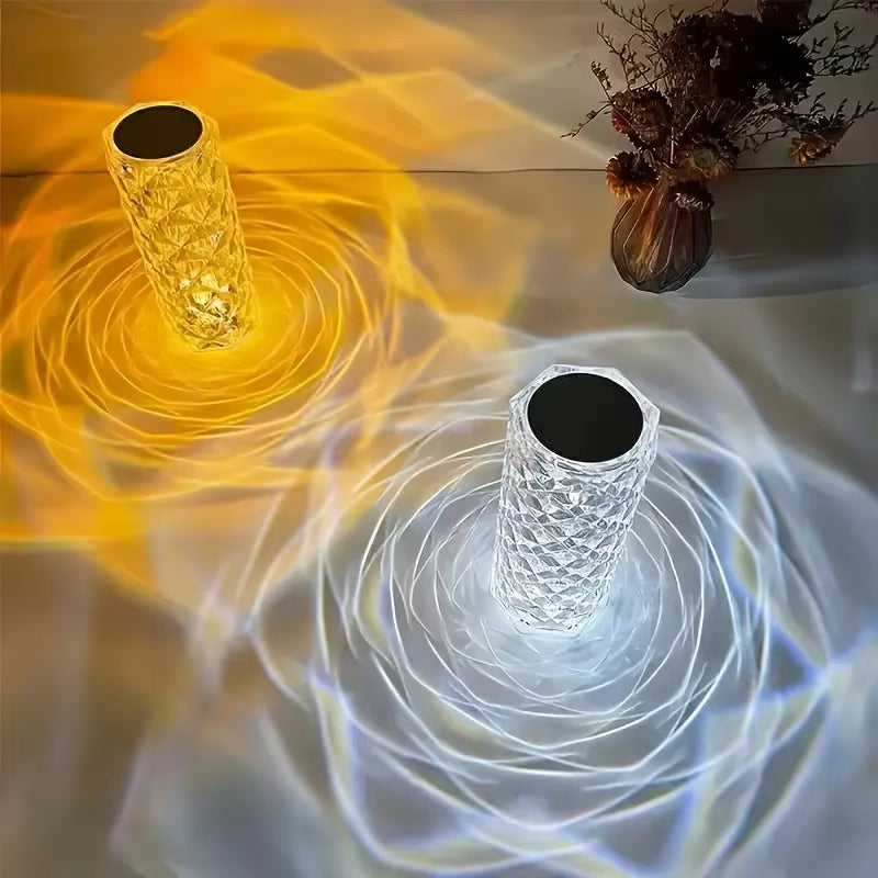 1PC Crystal Rose Table Lamp, Remote Control & Touch Bedside Lamp, LED Night Light, Dimmable Bedside Lamp, USB Rechargeable, For