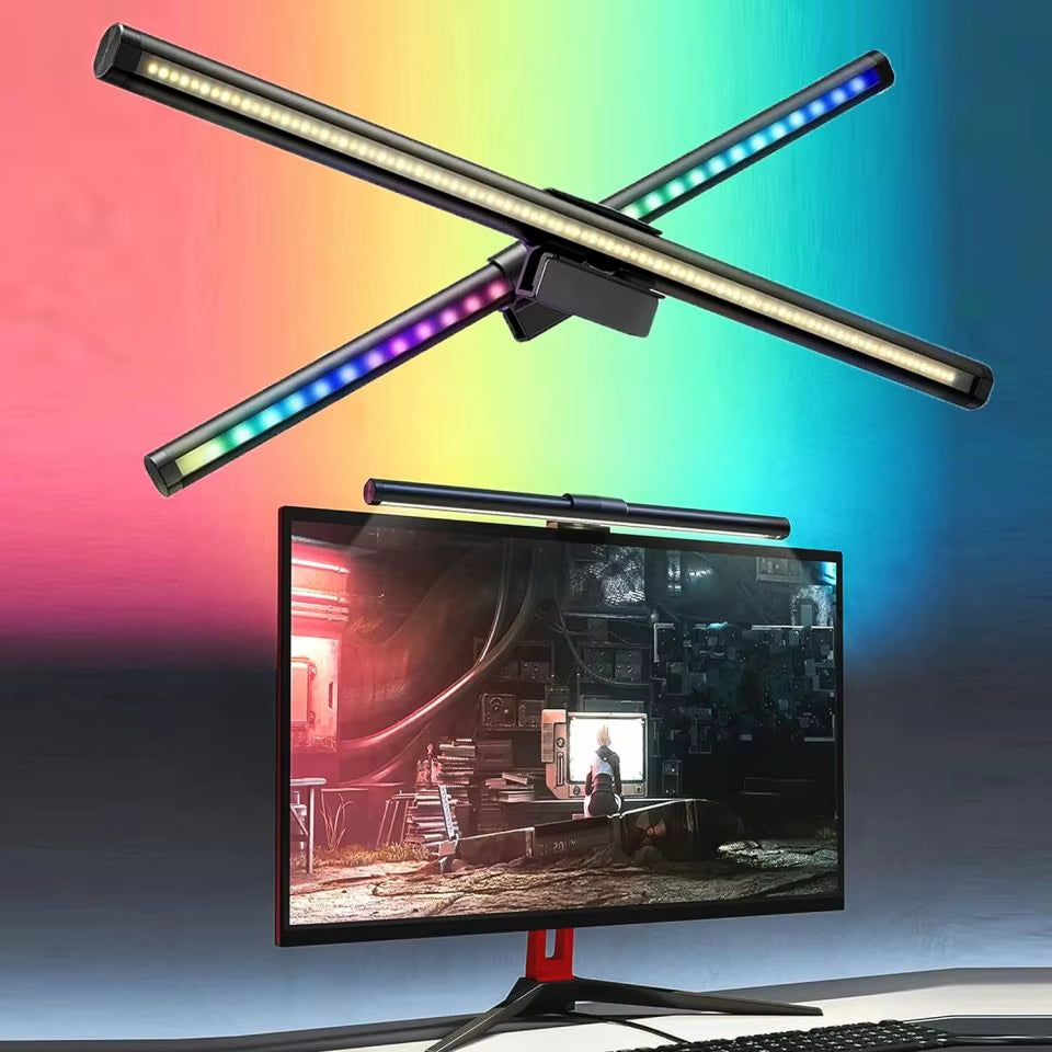 Computer Monitor Light Bar RGB Rhythm Screen Hanging Lights Stepless Dimming Desk Lamp for Study Reading Gaming Table Lighting