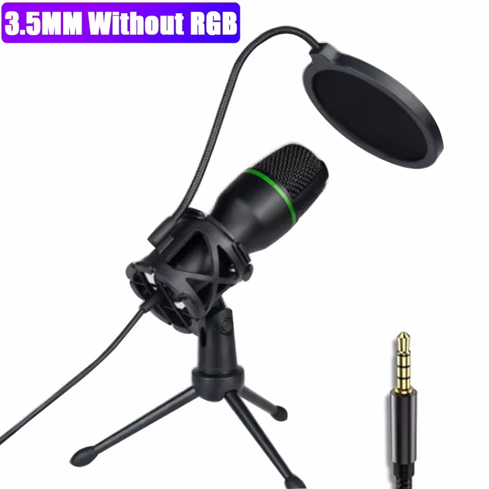 Computer Condenser Microphone Professional for PC Laptop USB Wired Streaming Sound Live Podcast RGB Record Gaming Accessories